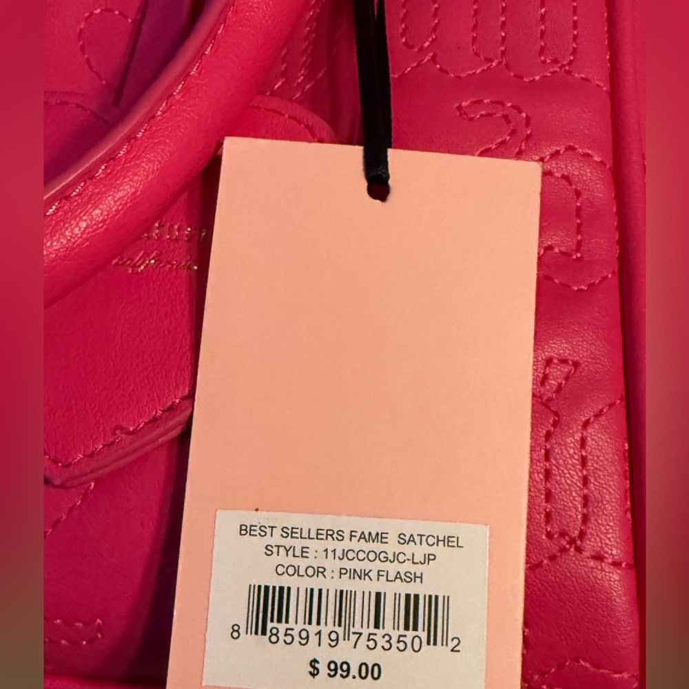 Juicy Couture NWT Beautiful Hot Pink Flash Satchel Quilted Crossbody Bag (P160) - Picture 8 of 11